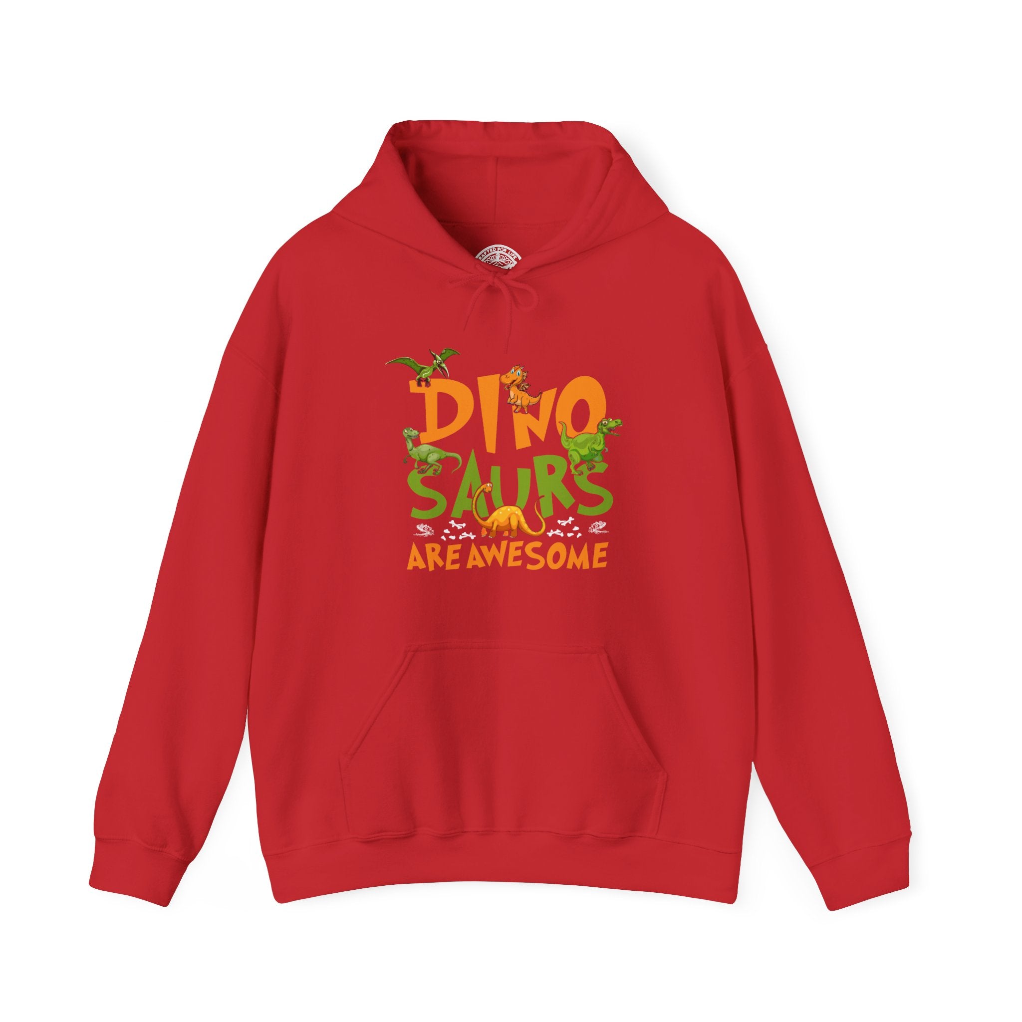 Dinosaurs are Awesome Graphic Hoodie- Red