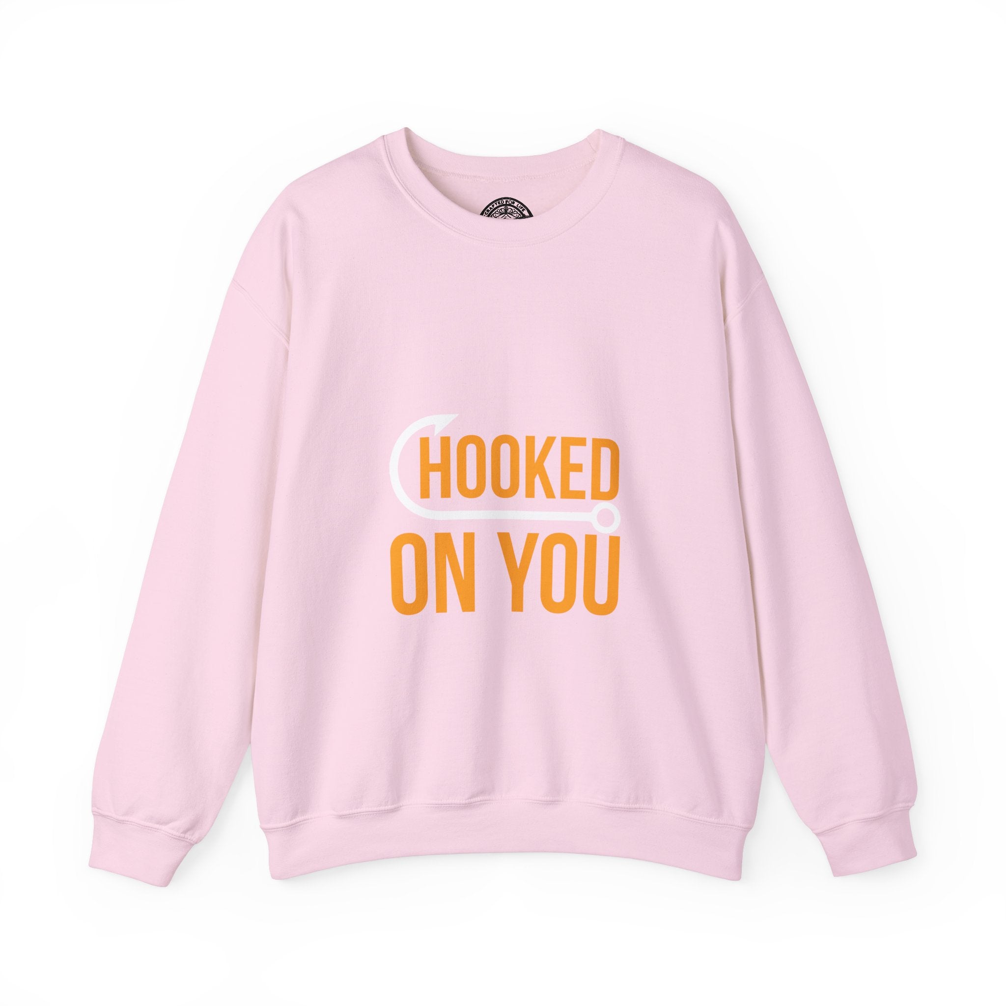 Hooked On You Graphic Sweatshirt- Light Pink