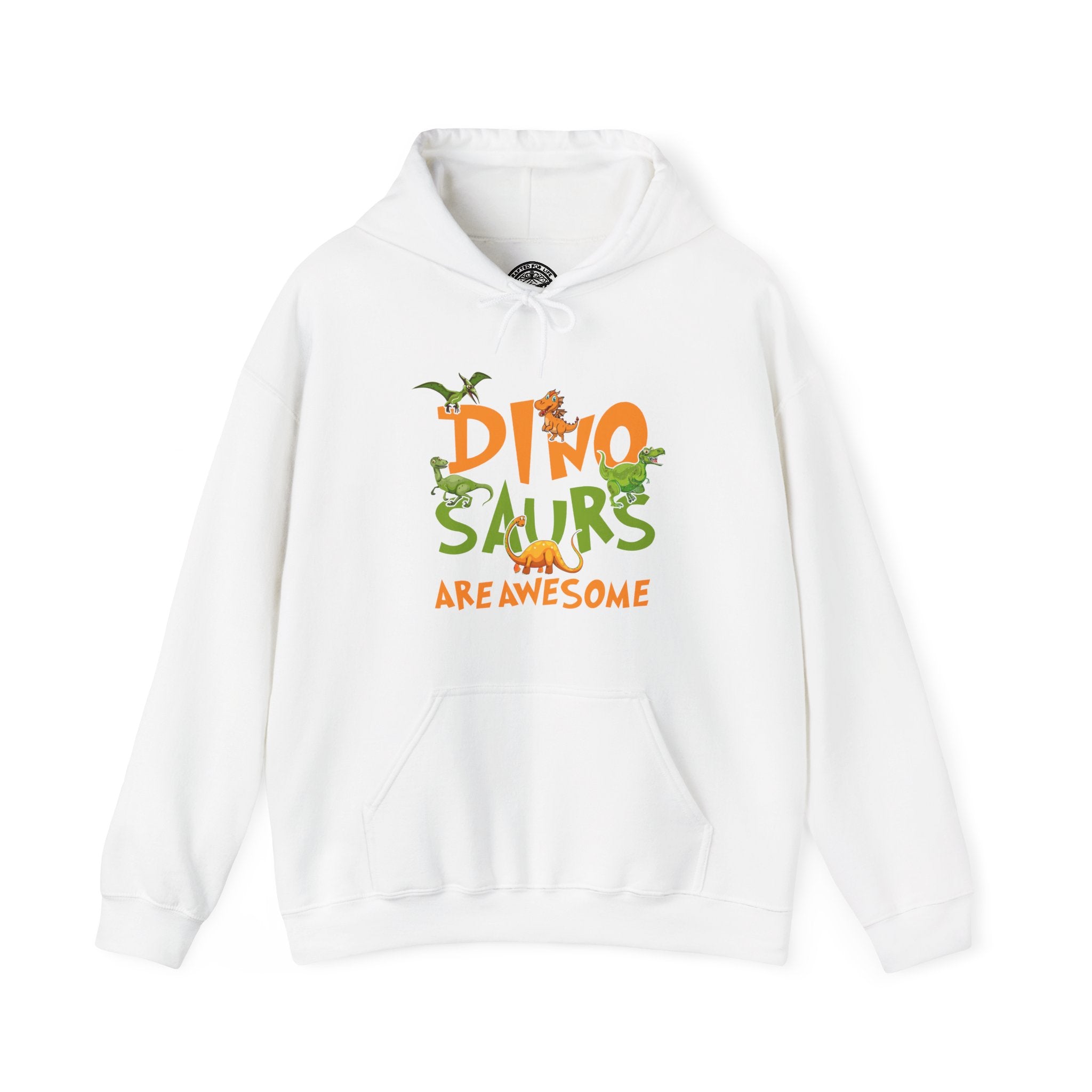 Dinosaurs are Awesome Graphic Hoodie- White