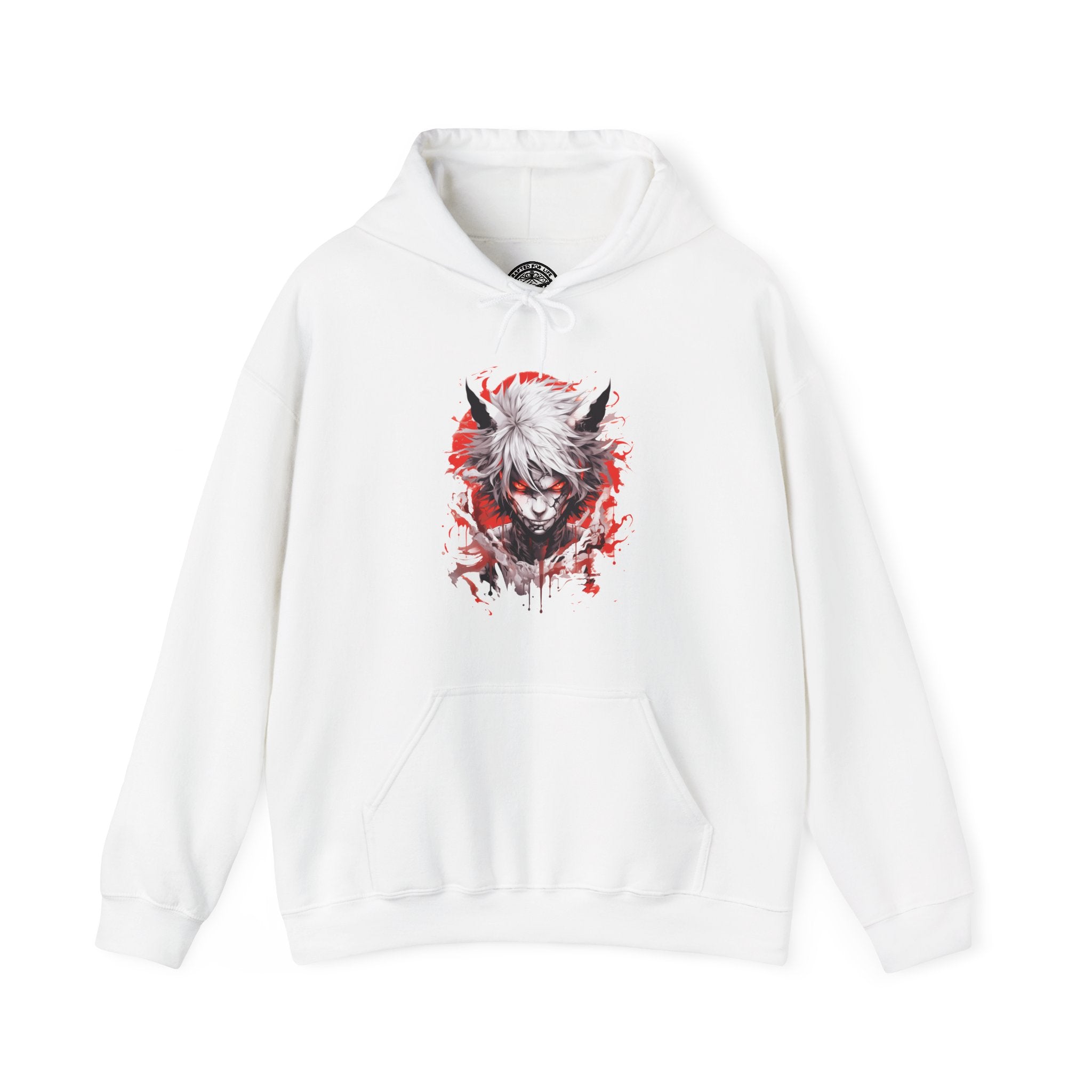 Fierce Demon Graphic Hoodie- White